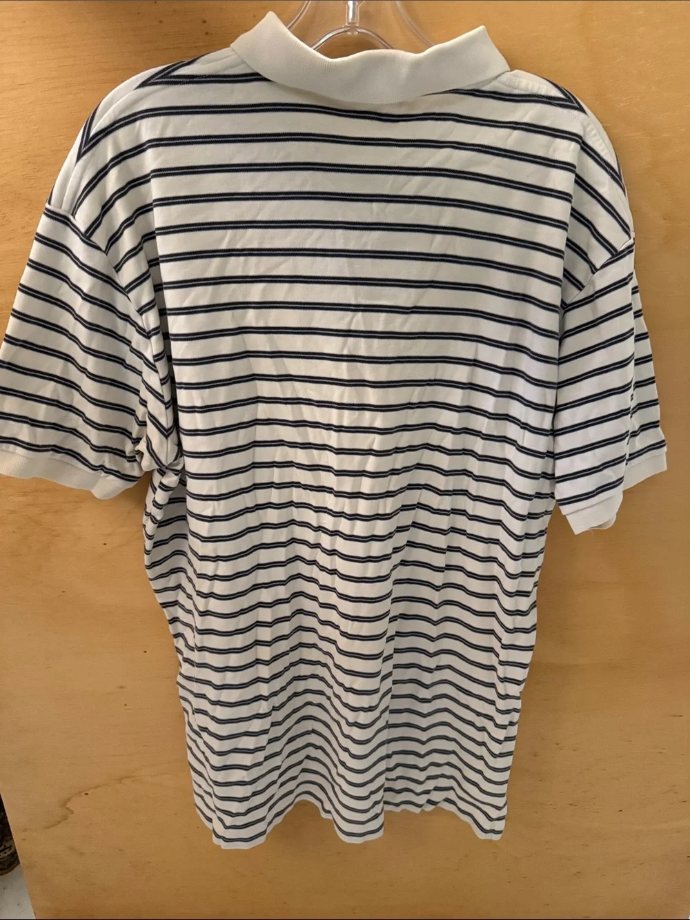 Ralph Lauren Vintage Men’s Cotton White Polo with Navy Stripes size L